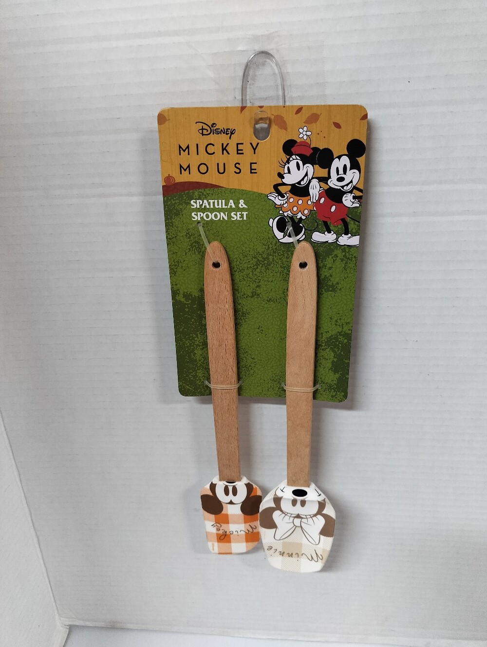 Disney White and Natural Wooden Handle Mickey Silicone Spatula Duo